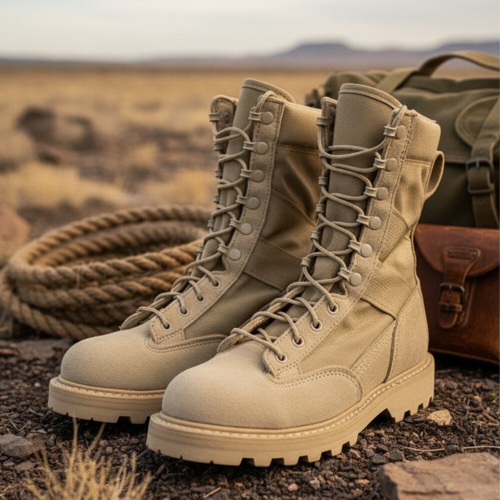 Women's Beige Combat Boots